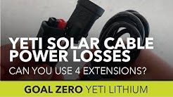 Goal Zero Yeti solar extension cables for: How much power do you lose at 60 feet?