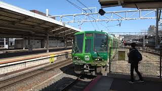4K]221系電車「お茶の京都」ラッピングNC604編成京都到着(20230320