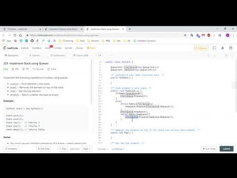 (C#)LeetCode 225  Implement Stack using Queues