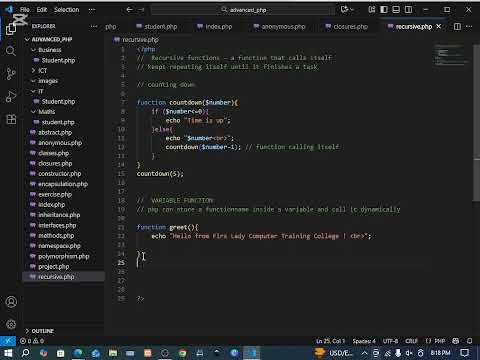 PHP RECURSIVE AND VARIABLE FUNCTIONS