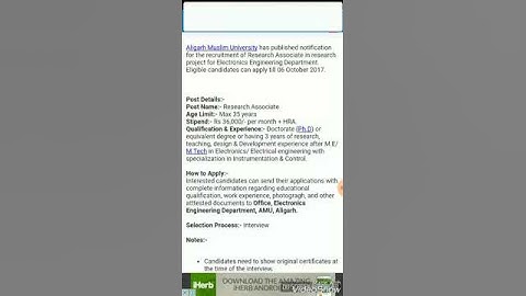 AMU RECRUITMENT AMU has advertised a notification for the recruitment of Research Associate