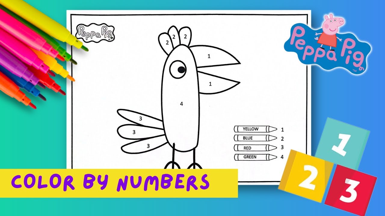 Color by Numbers : Polly Parrot 🐦 | Coloring Peppa Pig 🐷 | Polly Parrot ...