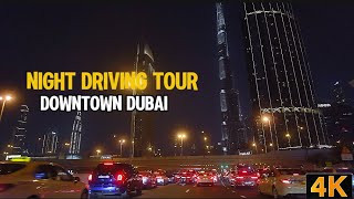 Night Drive Through Downtown Dubai | 4K POV City Lights and Skyline Tour
