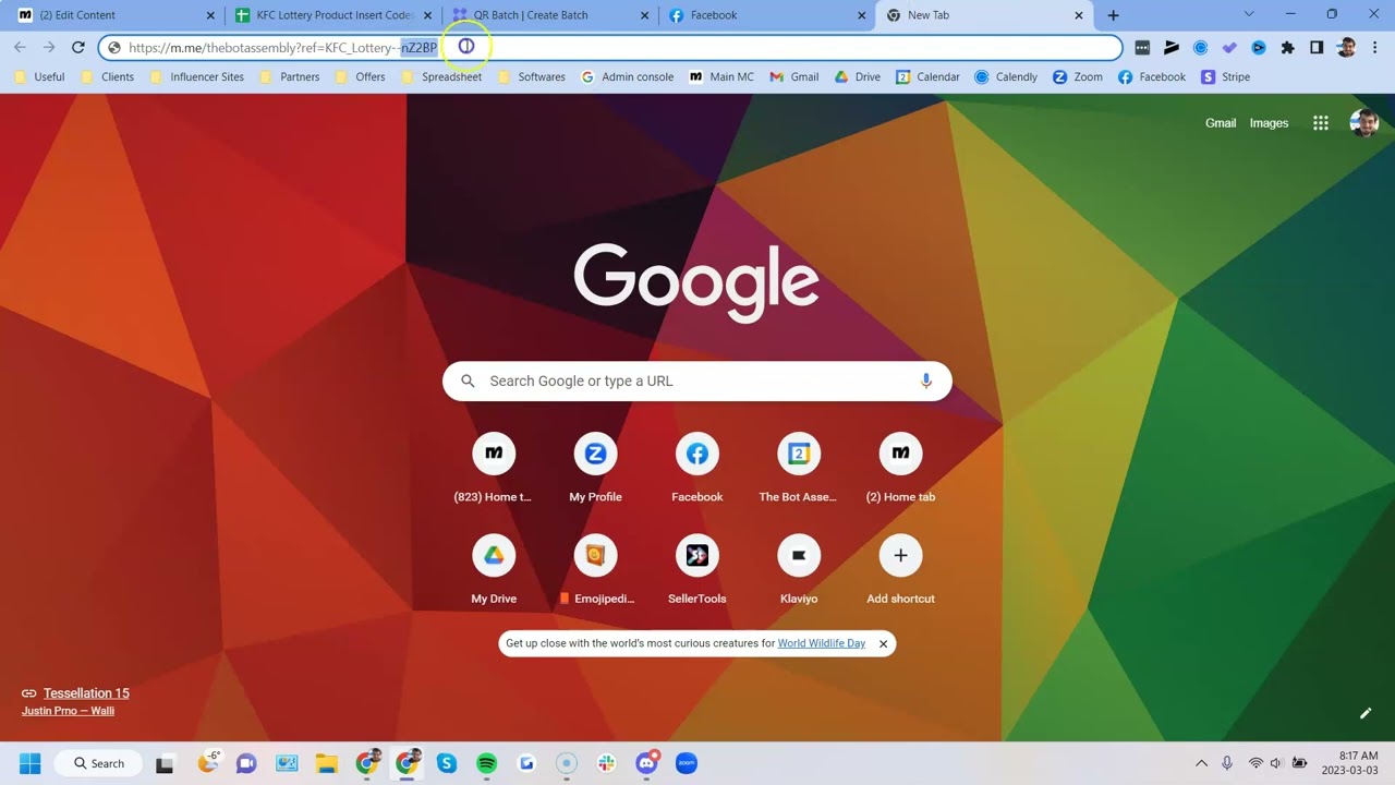 KFC Lottery Insert Card ManyChat Demo Chatbot