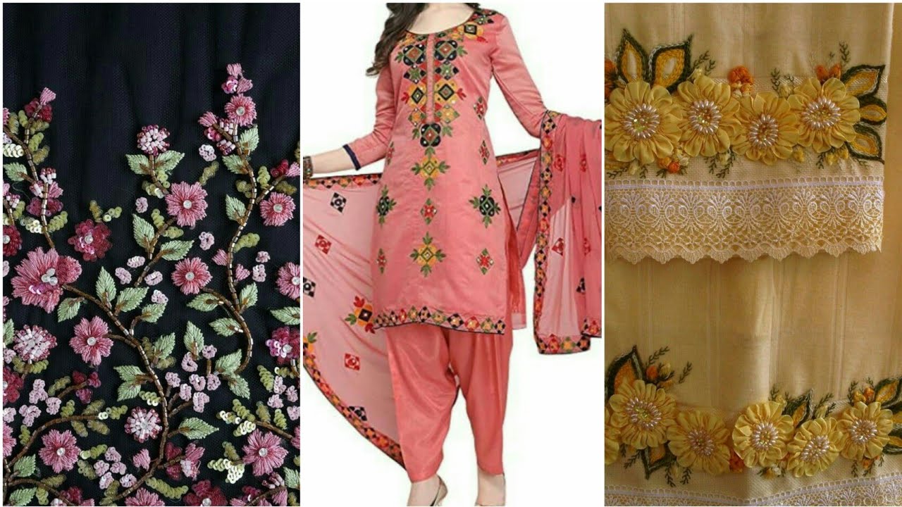 embroidery dress design hand made embroidery Embroided plain kurti