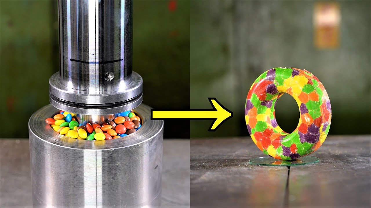 Can you turn Skittles Candy into Donut with the Hydraulic Press?