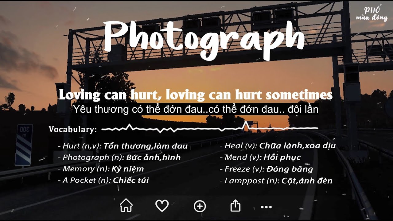 Photograph Ed Sheeran ( Lyrics + Vietsub ) Luyện Nghe Tiếng Anh
