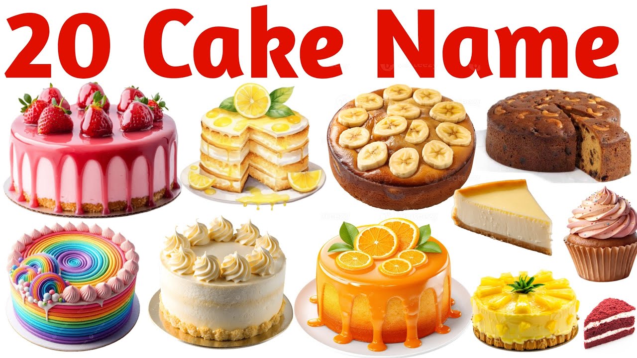 20 केक के नाम अंग्रेज़ी में | 20 Cake Names in English for Kids ...