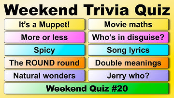 WEEKEND TRIVIA QUIZ!  50 quiz questions to test your general knowledge!