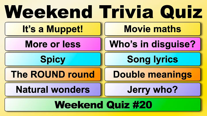 WEEKEND TRIVIA QUIZ!  50 quiz questions to test your general knowledge!