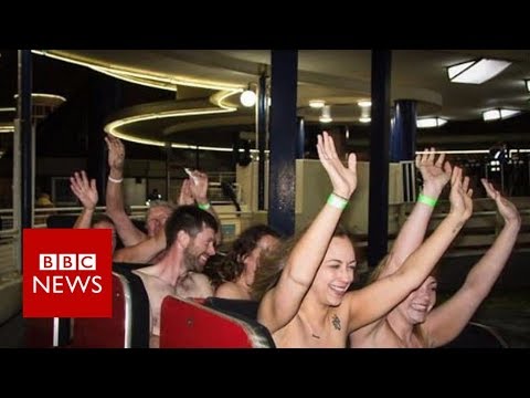 Naked rollercoaster-riding record attempt - BBC News