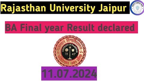 RAJASTHAN UNIVERSITY BA PART 3RD RESULT 2024 OUT|