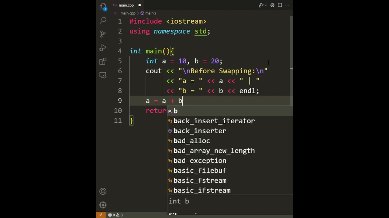 C++ Swap Two Numbers Without Using Temporary Variable - [Short Code]