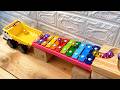 Marble Run ASMR Race ☆ HABA Slope &amp; Dump Truck Excavator Ambulance Forklift Garbage Truck Tractor