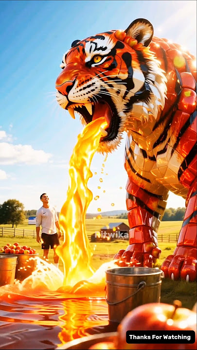 Ronaldo's Tiger Gives lakhs of liters Of Apple Juice 🐅😭 #ai #ronaldo #messi #youtubeshorts