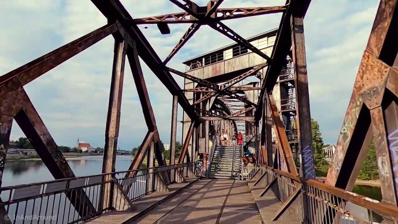 4K Germany, MAGDEBURG - WWII Remnants & Historic Lift Bridge HUBBRÜCKE walking tour