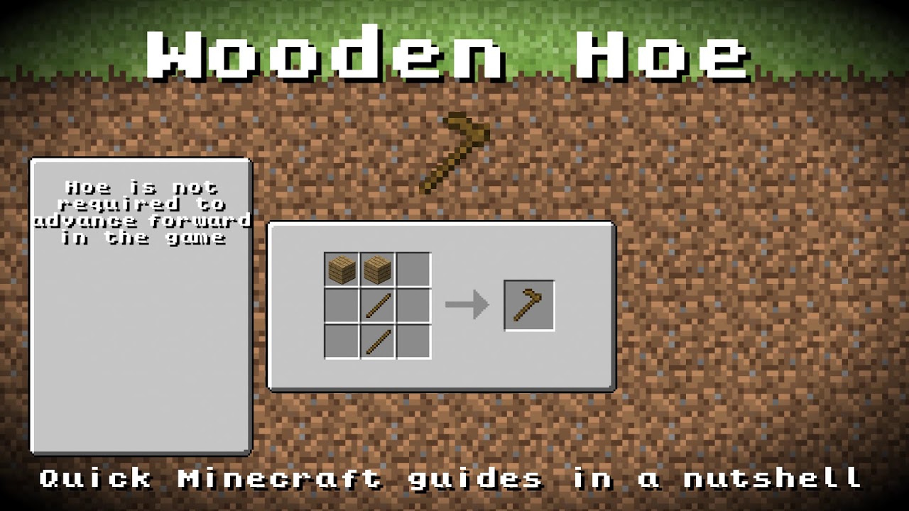 Minecraft - Wooden Hoe! Recipe, Item ID, Information! *Up to date