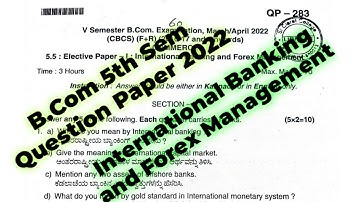 International banking and forex management question paper 2022 || B.Com 5th Sem IBFM question paper