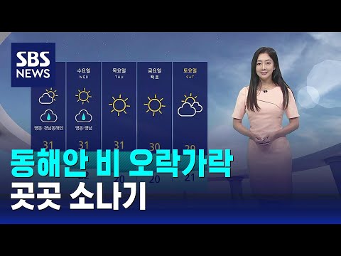 [날씨] &#39;5~40mm&#39; 동해안 비 오락가락…곳곳 소나기 / SBS