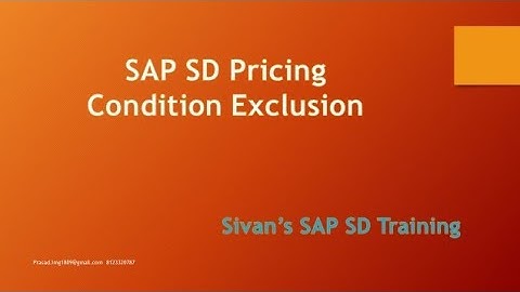 SAP SD Pricing: Condition Exclusion | Sivan