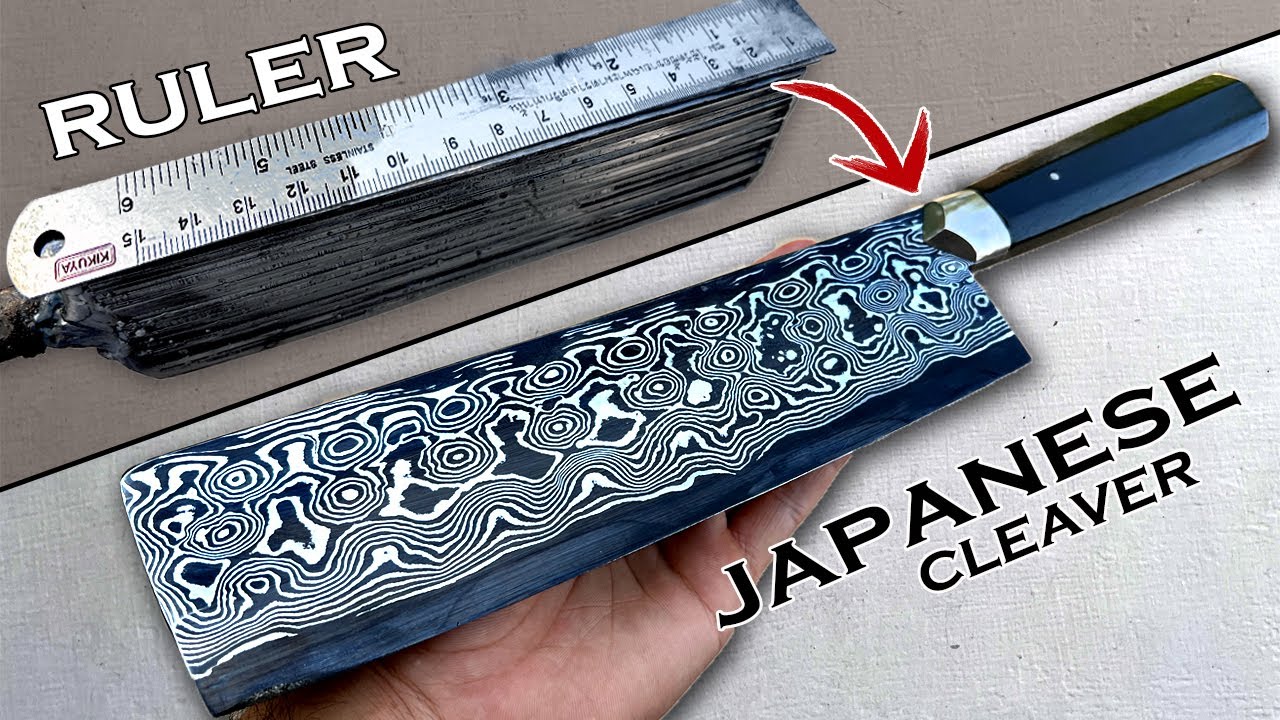 An Incredibly Sharp Damascus Steel Blade Made From Ordinary School Rulers
