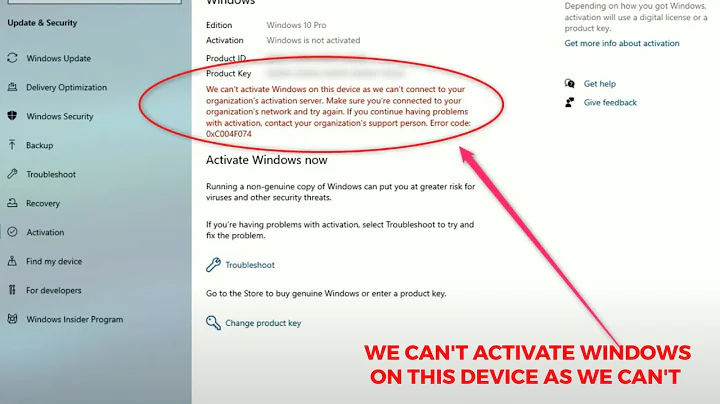FIX : We can't activate windows on this device as we can't connect to your organization activation