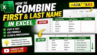 Combine First and Last Name in Excel | Excel CONCATENATE Tutorial