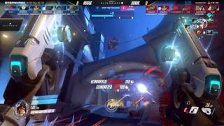 Winston gets stuck with a pulse bomb and kills his team's pharahmercy - Overwatch Monthly Melee