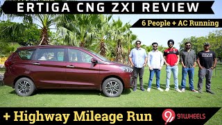 Maruti Ertiga CNG ZXi Review Including Mileage Run With 6 People || Comfort & Seating Included