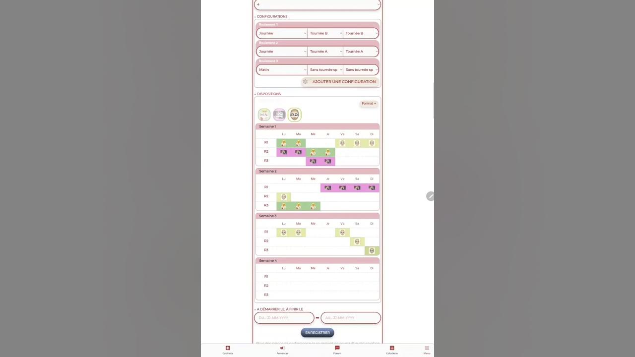 Planning créer un roulement sur plusieurs semaines YouTube