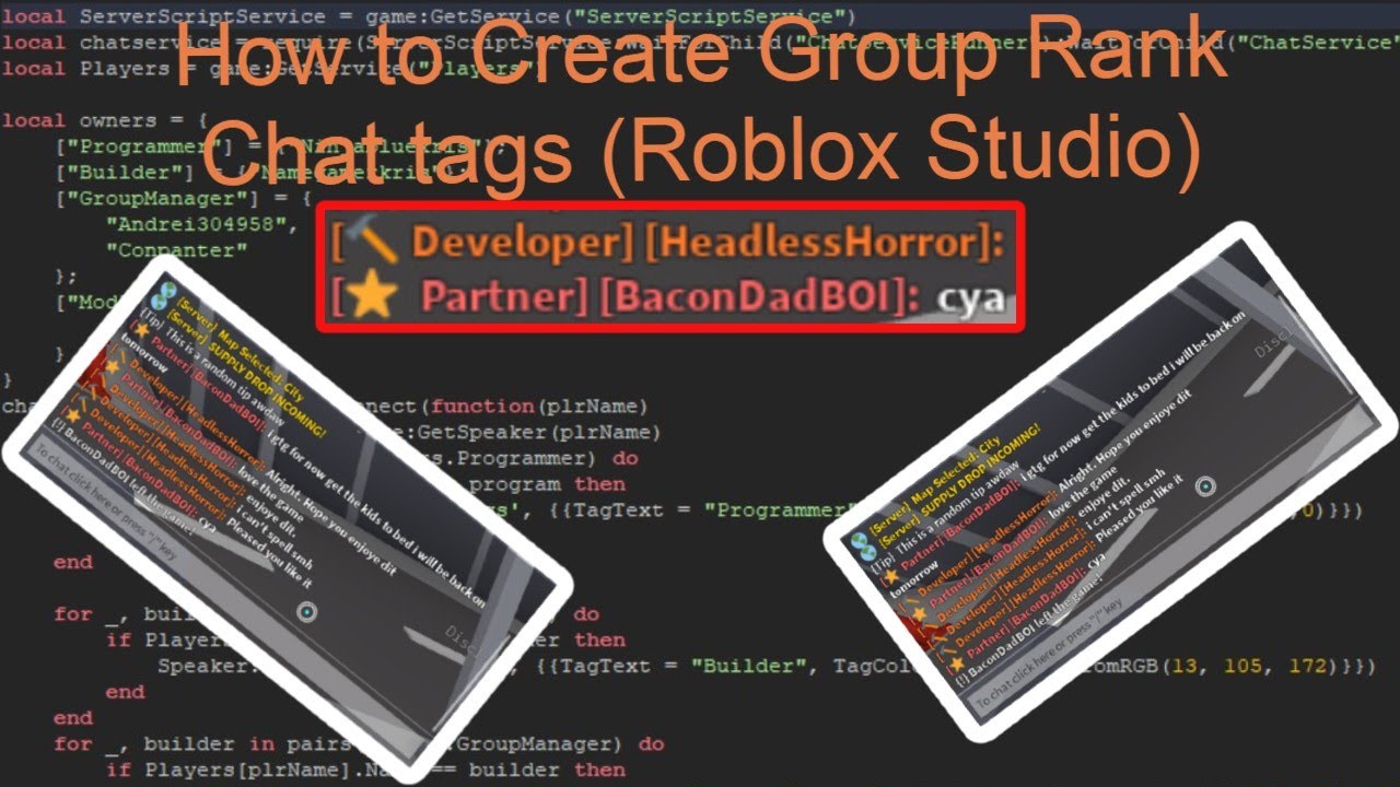 How To Create Roblox Chat Tag For Group Role Roblox Studio Tutorial Youtube - roblox studio chat service