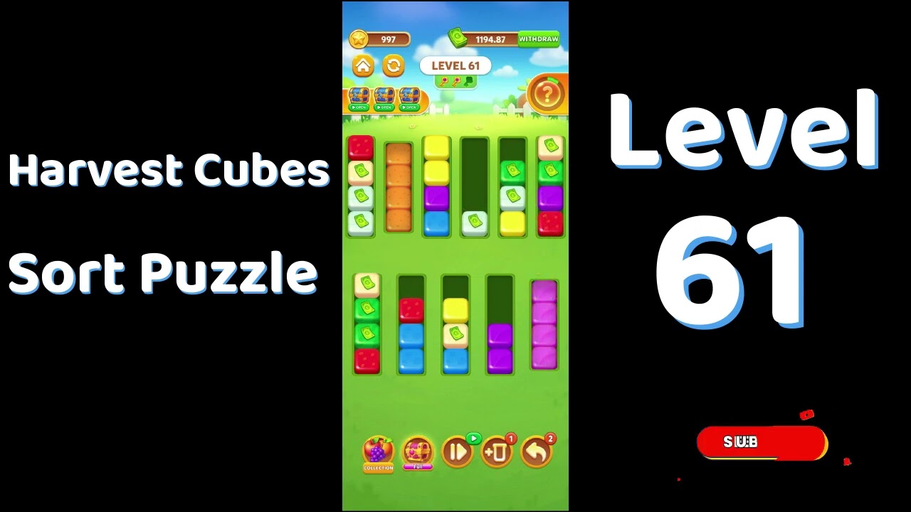 Harvest Cubes Sort Puzzle Level 61 Walkthrough 🌽🧠 | Relaxing Sort Game | Go Answer