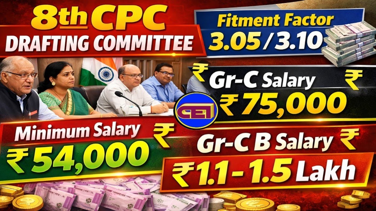 8th CPC Drafting Committee & Min Salary 54,000₹🤑Gr- C Salary 75k & Gr- B 1.1-1.5lakh with FF 3.05🤘