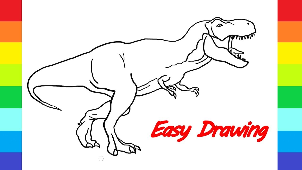 How To Draw Dinosaur From Jurassic World T Rex Easy Drawing Dinosaur Youtube