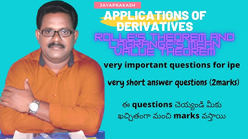 #Rolle;s theorem class 11 in telugu#part6#maths 1(b)#important questions for ipe(2 marks)#