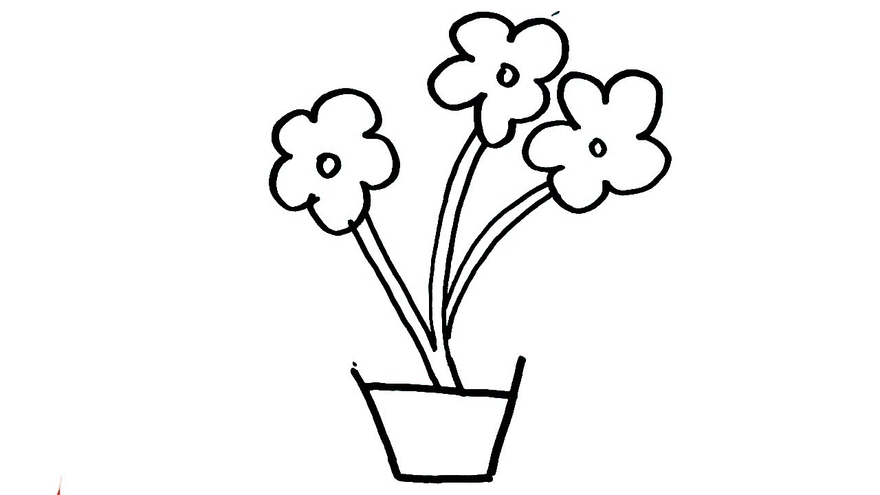 How To Draw Flower Pot Drawing For Kids Easy Flower Pot Art Step By 
