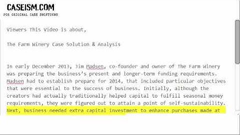 The Farm Winery  Case Solution & Analysis- Caseism.com
