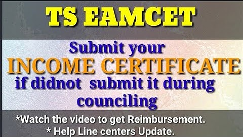 Update your INCOME CERTIFICATE  In helpline centers,to get reimbursement./#corker #tseamcet2021