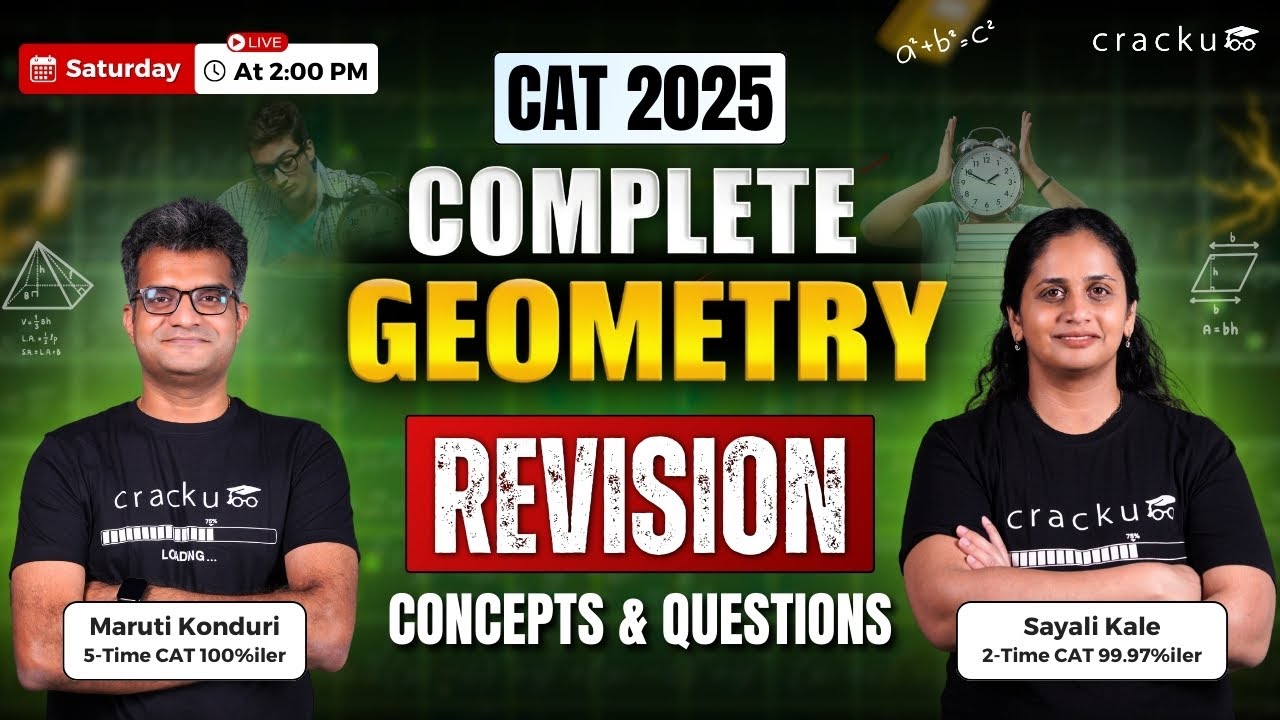 ⁣CAT 2025 Geometry Marathon 🔴 Complete Geometry Revision for CAT | Maruti Sir & Sayali Ma’am