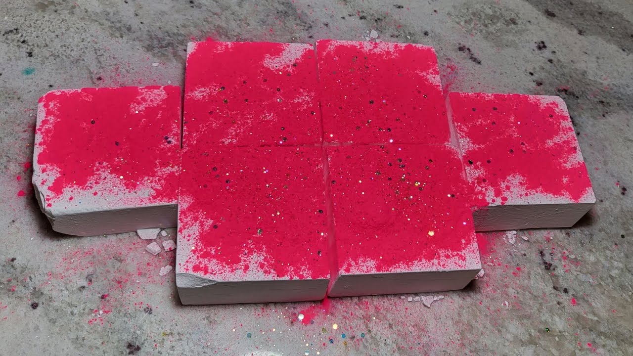 6 fresh blocks gym chalk with pink pigmented powder and glitter - YouTube
