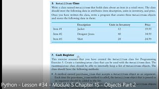 Python - Lesson #34 - Module 5 Chapter 15 - Objects Part 2