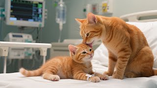 Orange Kitten Becomes Weak from Mosquito Bites, Mother Cat Brings Him to the Doctor