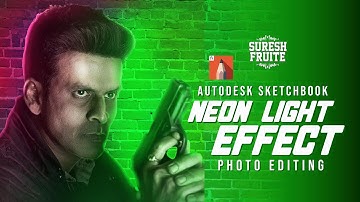 Autodesk Sketchbook Neon light effect photo editing | Cyber punk  2077 City | telugu poster tutorial