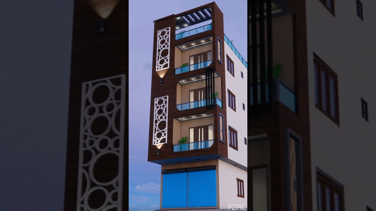 Современный дизайн дома 17 x 40, фасад, 3D-дизайн