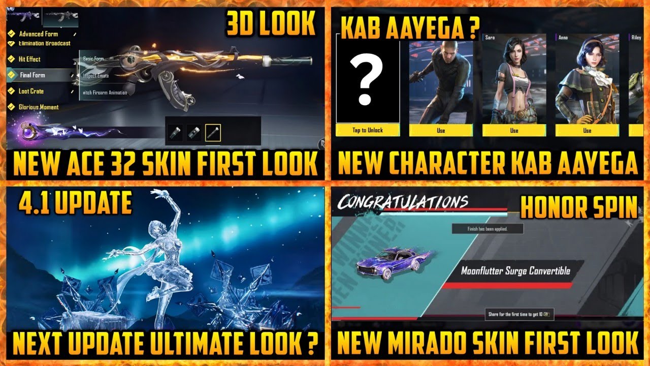 🔴 New Upgradable Ace 32 3d Look | BGMI New Character Kab aayega ? | 4.1 Update Ultimate First Look