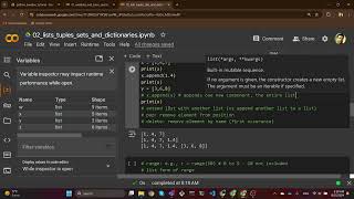 Python baseline 02: Lists, tuples, sets and dictionaries