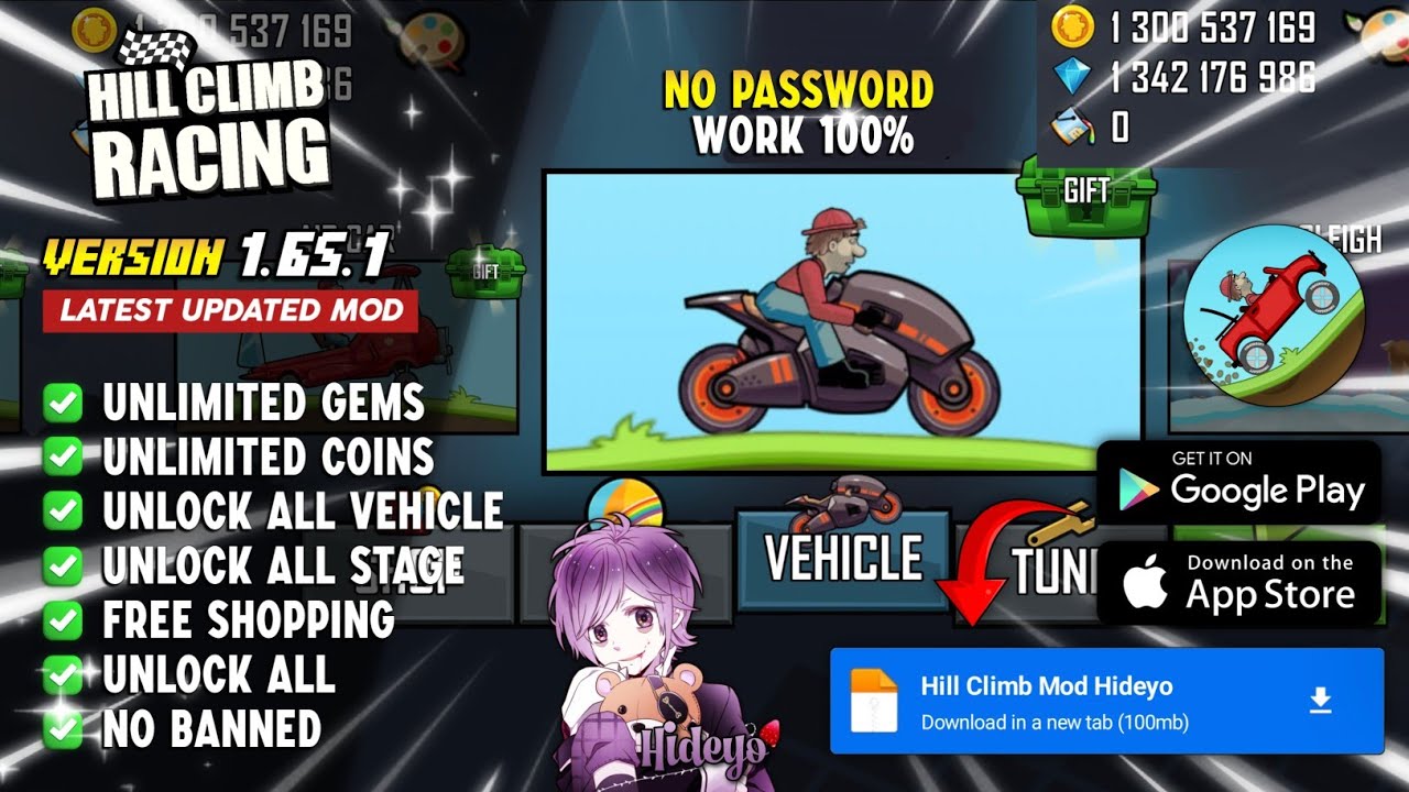 Hill Climb Racing Mod Apk v1.65.1 Terbaru 2025 | Неограниченные монеты и бриллианты