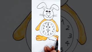 how to draw a clock for kids 🧭  rabbit clock  🐇 easy drawing 🤗 #shorts