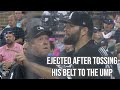 Pitcher gets ejected for tossing his belt to the ump, a breakdown