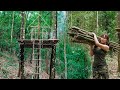 Make a Tree House with the power of a Girl/ Solo Bushcraft Spring 2022-Part 1